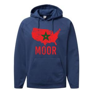 Moorish American Morocco Flag Moroccan Soccer Supporter Gift Performance Fleece Hoodie