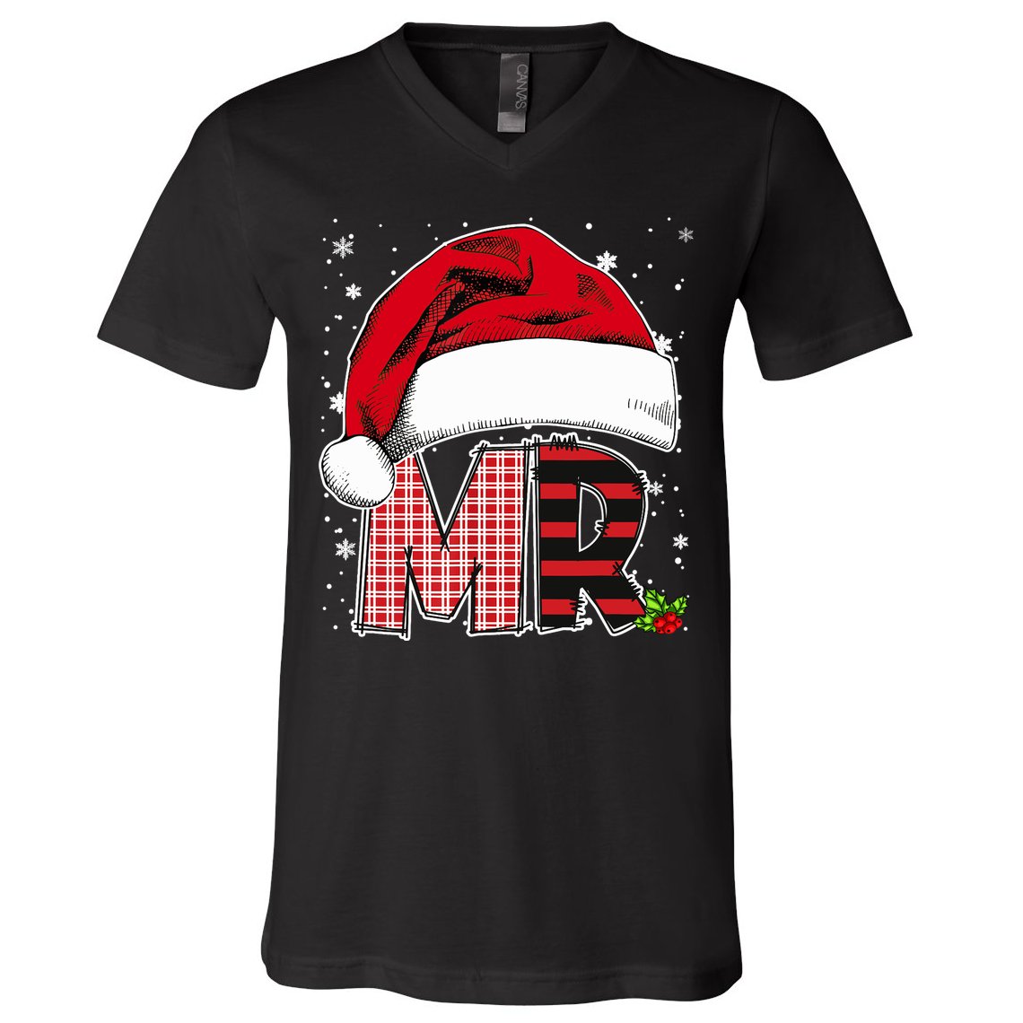 Mr And Mrs Claus Couples Matching Christmas Pajamas Santa V-Neck T-Shirt