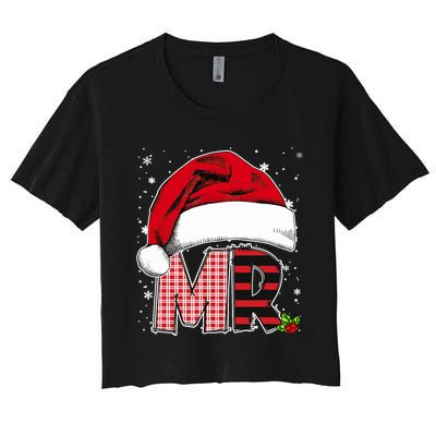 Mr And Mrs Claus Couples Matching Christmas Pajamas Santa Women's Crop Top Tee