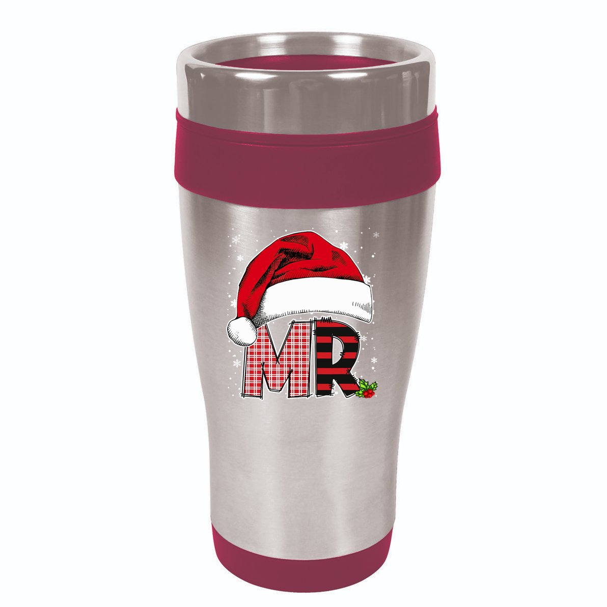 Mr And Mrs Claus Couples Matching Christmas Pajamas Santa 16oz Travel Tumbler