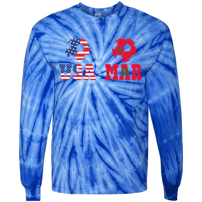 Moorish American Morocco Flag Moroccan Soccer Supporter Funny Gift Tie-Dye Long Sleeve Shirt