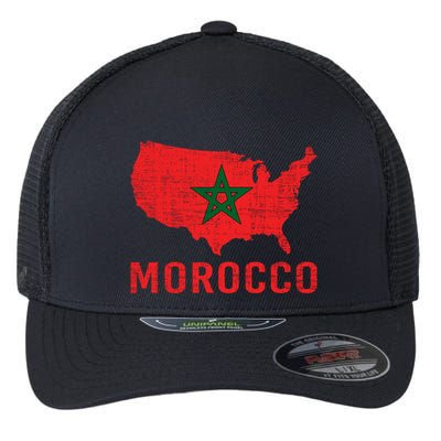 Moorish American Morocco Flag Moroccan Soccer Supporter Gift Flexfit Unipanel Trucker Cap