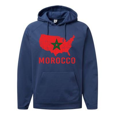 Moorish American Morocco Flag Moroccan Soccer Supporter Gift Performance Fleece Hoodie