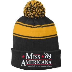 Miss Americana Stripe Pom Pom Beanie