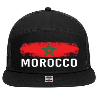 Moorish American Morocco Flag Moroccan Soccer Supporter Gift 7 Panel Mesh Trucker Snapback Hat