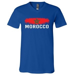 Moorish American Morocco Flag Moroccan Soccer Supporter Gift V-Neck T-Shirt