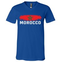 Moorish American Morocco Flag Moroccan Soccer Supporter Gift V-Neck T-Shirt