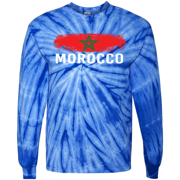 Moorish American Morocco Flag Moroccan Soccer Supporter Gift Tie-Dye Long Sleeve Shirt