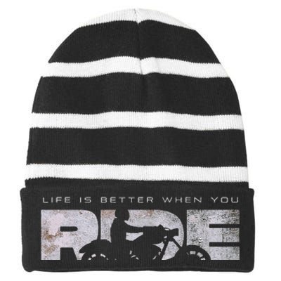 Motorcycle Apparel Motorcycle Striped Beanie with Solid Band