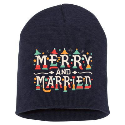 Merry And Married First Christmas Pajama Couples Matching Short Acrylic Beanie