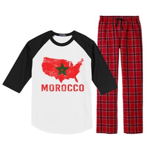 Moorish American Morocco Flag Moroccan Soccer Supporter Cool Gift Raglan Sleeve Pajama Set