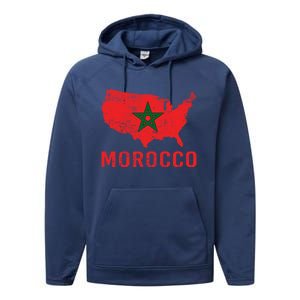 Moorish American Morocco Flag Moroccan Soccer Supporter Cool Gift Performance Fleece Hoodie