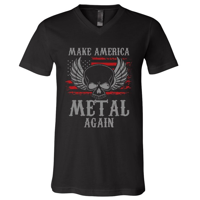 Make America Metal Again Heavy Metal Rock V-Neck T-Shirt