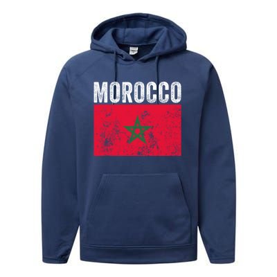 Moorish American Morocco Flag Moroccan Soccer Supporter Gift Performance Fleece Hoodie