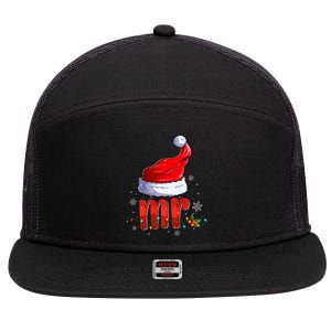 Mr And Mrs Santa Hat Matching Couples Christmas Pajamas P 7 Panel Mesh Trucker Snapback Hat