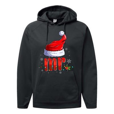 Mr And Mrs Santa Hat Matching Couples Christmas Pajamas P Performance Fleece Hoodie