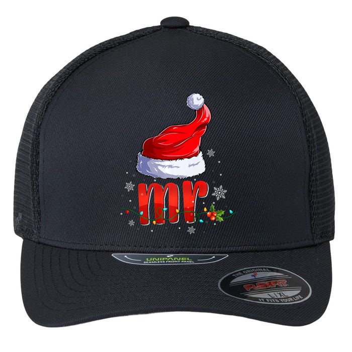 Mr And Mrs Santa Hat Matching Couples Christmas Pajamas P Flexfit Unipanel Trucker Cap