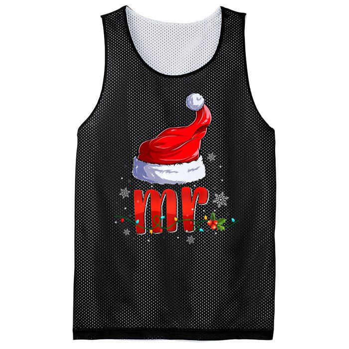 Mr And Mrs Santa Hat Matching Couples Christmas Pajamas P Mesh Reversible Basketball Jersey Tank