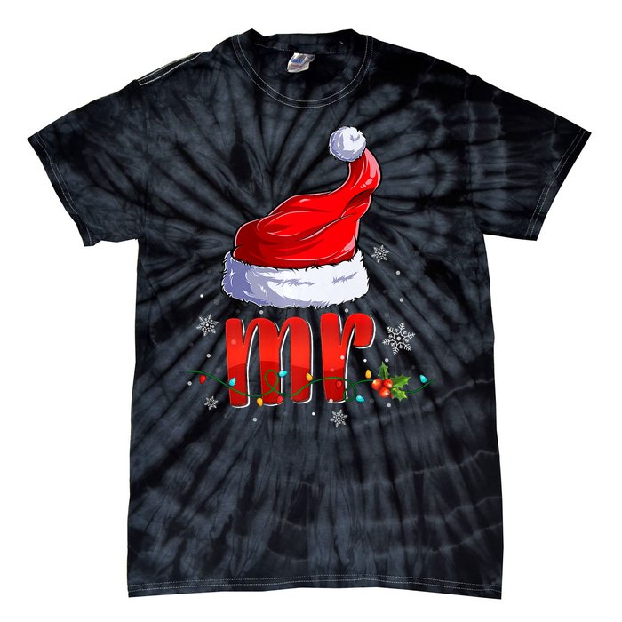 Mr And Mrs Santa Hat Matching Couples Christmas Pajamas P Tie-Dye T-Shirt