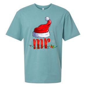 Mr And Mrs Santa Hat Matching Couples Christmas Pajamas P Sueded Cloud Jersey T-Shirt