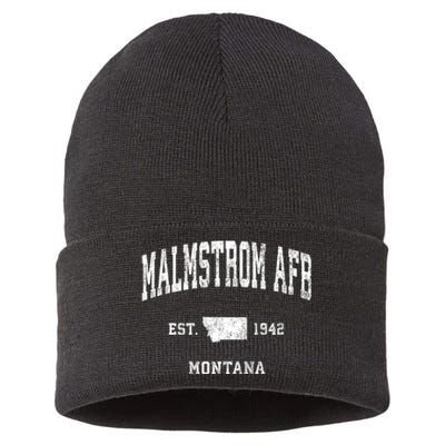 Malmstrom Afb Montana Mt Vintage Athletic Sports Sustainable Knit Beanie