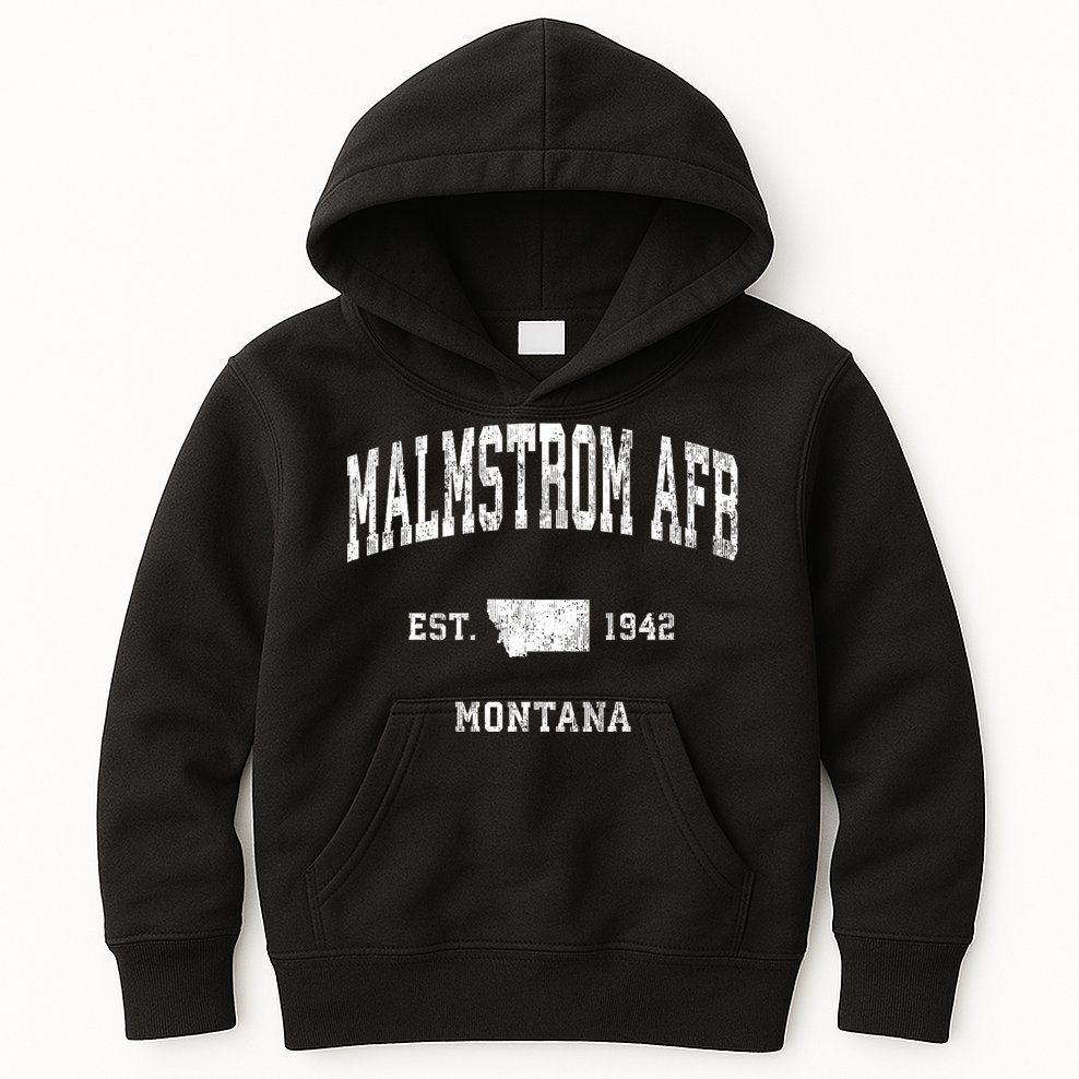 Malmstrom Afb Montana Mt Vintage Athletic Sports Kids Hoodie
