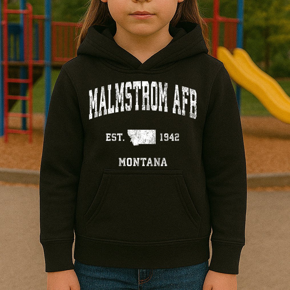 Malmstrom Afb Montana Mt Vintage Athletic Sports Kids Hoodie
