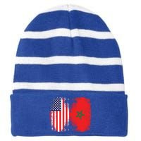 Moorish American Morocco Flag Moroccan Soccer Supporter Meaningful Gift Striped Beanie with Solid Band