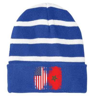 Moorish American Morocco Flag Moroccan Soccer Supporter Meaningful Gift Striped Beanie with Solid Band