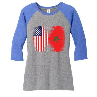 Moorish American Morocco Flag Moroccan Soccer Supporter Meaningful Gift Women's Tri-Blend 3/4-Sleeve Raglan Shirt