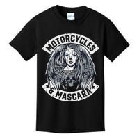 Motorcycles And Mascara Cute Motorcycle Chick Biker Girl Kids T-Shirt