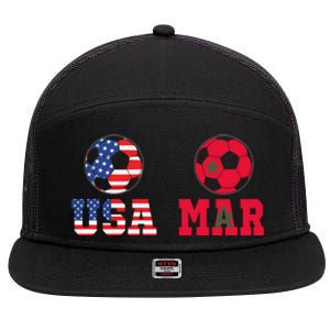 Moorish American Morocco Flag Moroccan Soccer Supporter Gift 7 Panel Mesh Trucker Snapback Hat