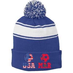 Moorish American Morocco Flag Moroccan Soccer Supporter Gift Stripe Pom Pom Beanie