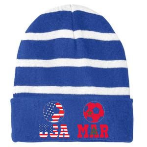 Moorish American Morocco Flag Moroccan Soccer Supporter Gift Striped Beanie with Solid Band