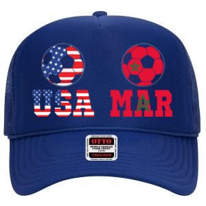 Moorish American Morocco Flag Moroccan Soccer Supporter Gift High Crown Mesh Back Trucker Hat