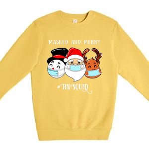 Merry And Masked Rn Squad Santas Pajama Hat Christmas Meaningful Gift Premium Crewneck Sweatshirt