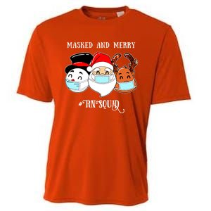 Merry And Masked Rn Squad Santas Pajama Hat Christmas Meaningful Gift Cooling Performance Crew T-Shirt