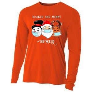 Merry And Masked Rn Squad Santas Pajama Hat Christmas Meaningful Gift Cooling Performance Long Sleeve Crew