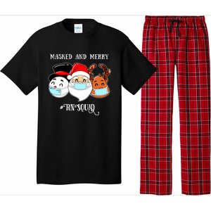 Merry And Masked Rn Squad Santas Pajama Hat Christmas Meaningful Gift Pajama Set