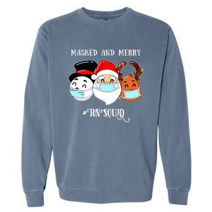 Merry And Masked Rn Squad Santas Pajama Hat Christmas Meaningful Gift Garment-Dyed Sweatshirt