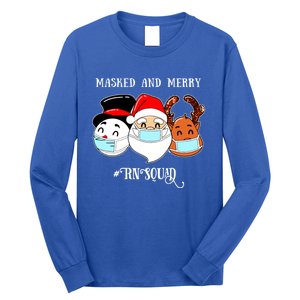 Merry And Masked Rn Squad Santas Pajama Hat Christmas Meaningful Gift Long Sleeve Shirt