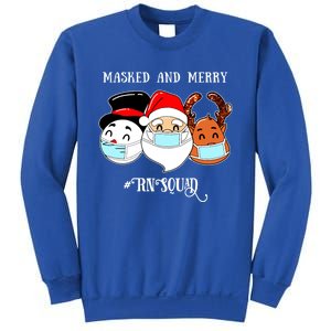 Merry And Masked Rn Squad Santas Pajama Hat Christmas Meaningful Gift Sweatshirt