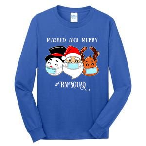 Merry And Masked Rn Squad Santas Pajama Hat Christmas Meaningful Gift Tall Long Sleeve T-Shirt