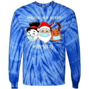 Merry And Masked Rn Squad Santas Pajama Hat Christmas Meaningful Gift Tie-Dye Long Sleeve Shirt