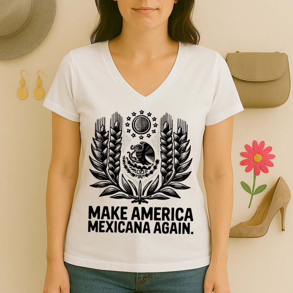 Make America Mexicana Again Funny Mexican Women's V-Neck T-Shirt