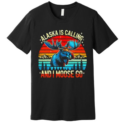 M348 Alaska Moose Rack Tourist Travel Funny Premium T-Shirt