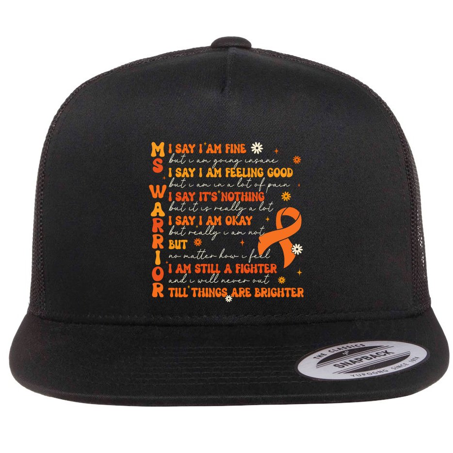 Ms Awareness Multiple Sclerosis Awareness Flat Bill Trucker Hat