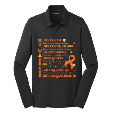 Ms Awareness Multiple Sclerosis Awareness Silk Touch Performance Long Sleeve Polo