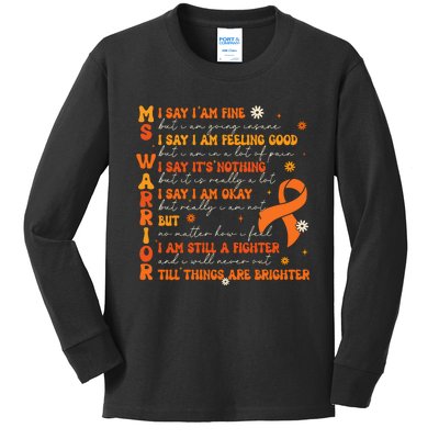 Ms Awareness Multiple Sclerosis Awareness Kids Long Sleeve Shirt