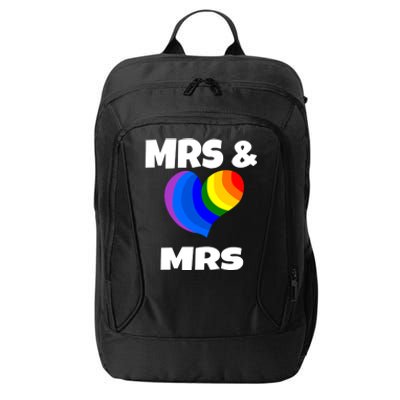 Mrs And Mrs Lgbtq Valentines Day Matching Couple Gift Lesbian Funny Gift City Backpack